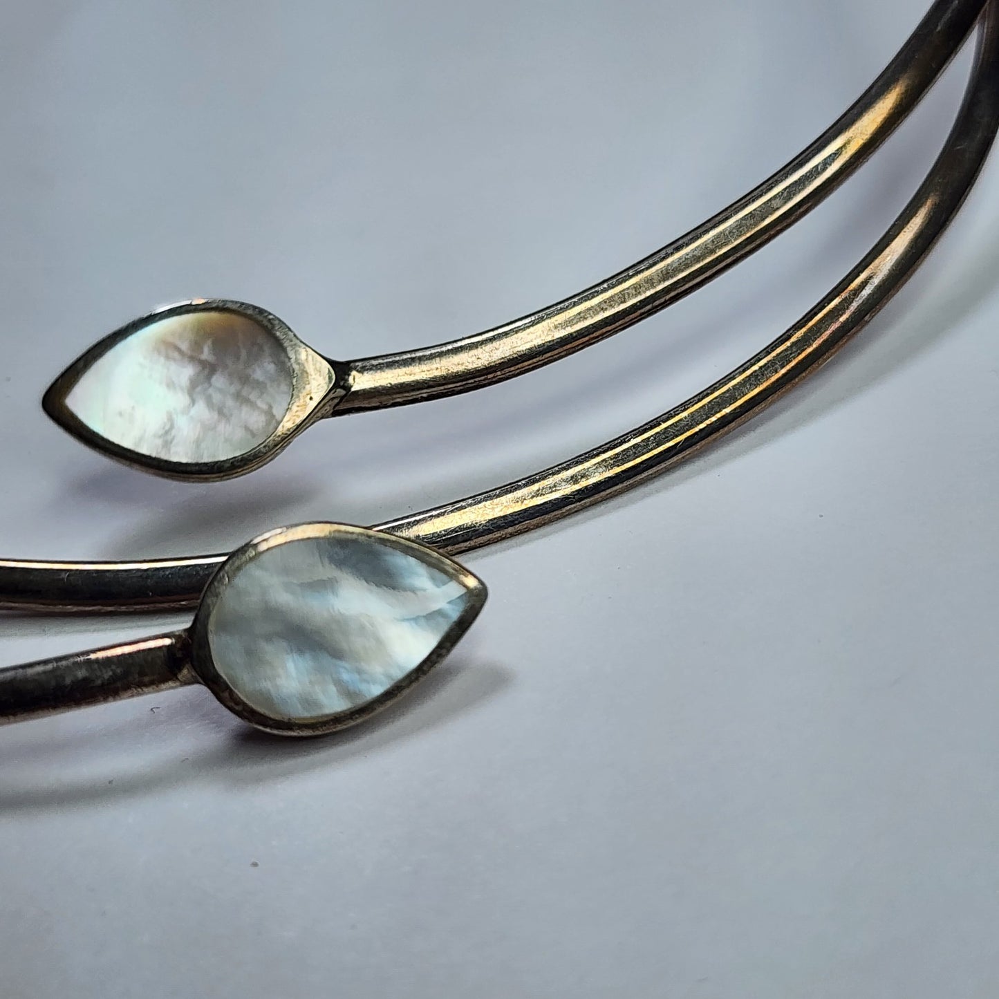 Sterling Silver Collar Choker Necklace 925 Solid Silver Mother of Pear Tested