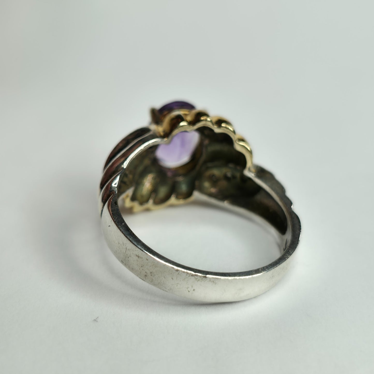 Sterling Silver 925 Ring Gold Plating Purple Amethyst YKL 6.25 Vintage