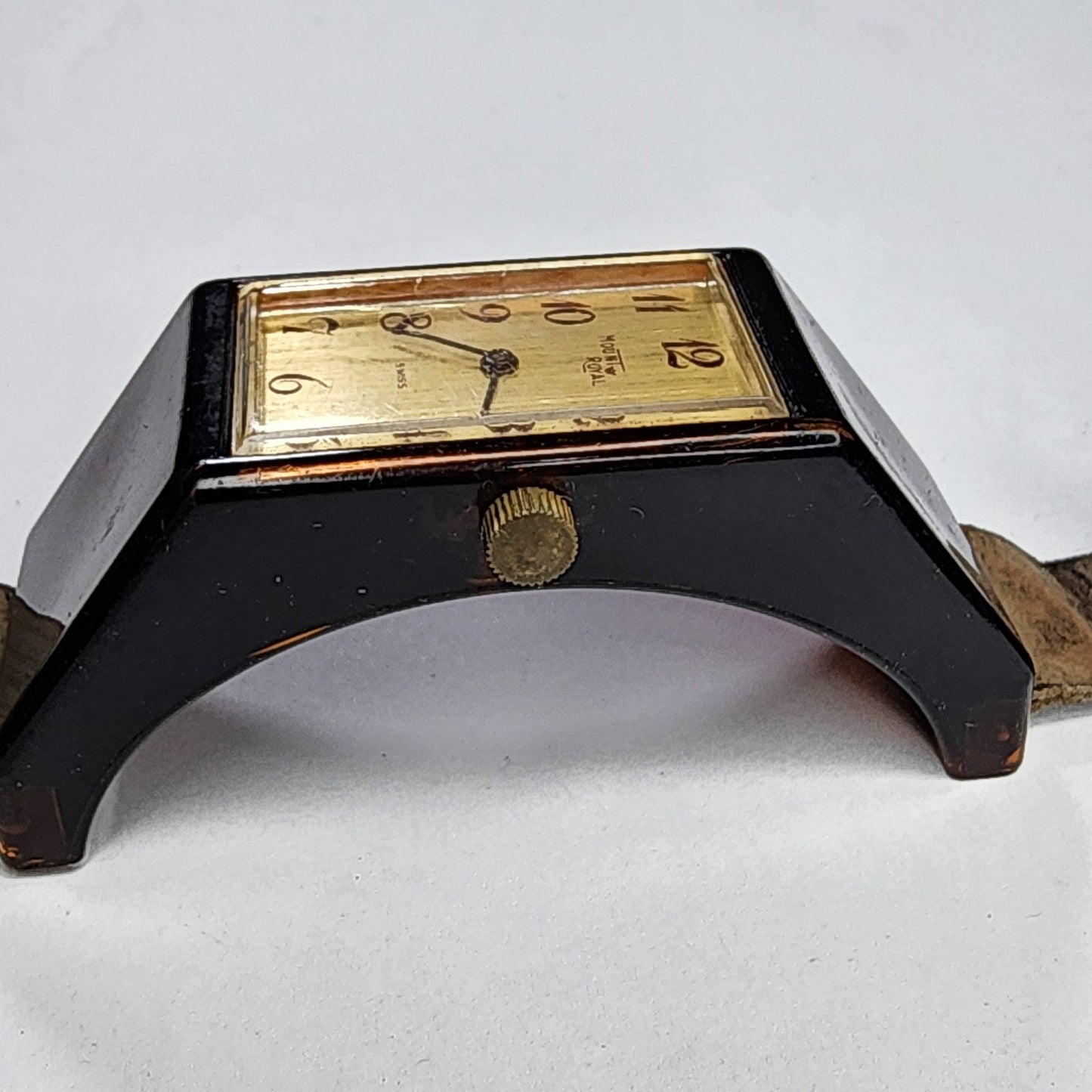 Mount Royal Watch Windup Vintage MCM Womens Brown Acrylic Lucite Working