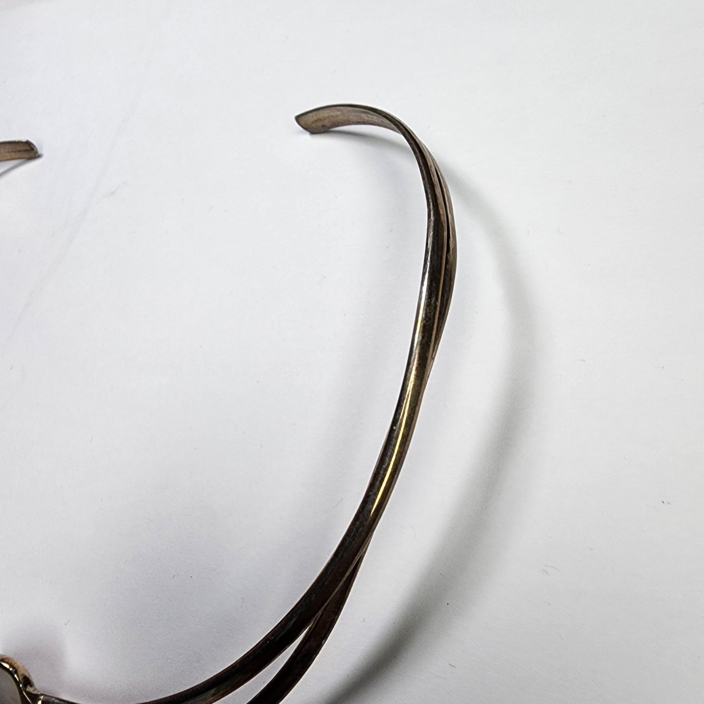 Sterling Silver Collar Choker Necklace 925 Solid Silver Mother of Pear Tested