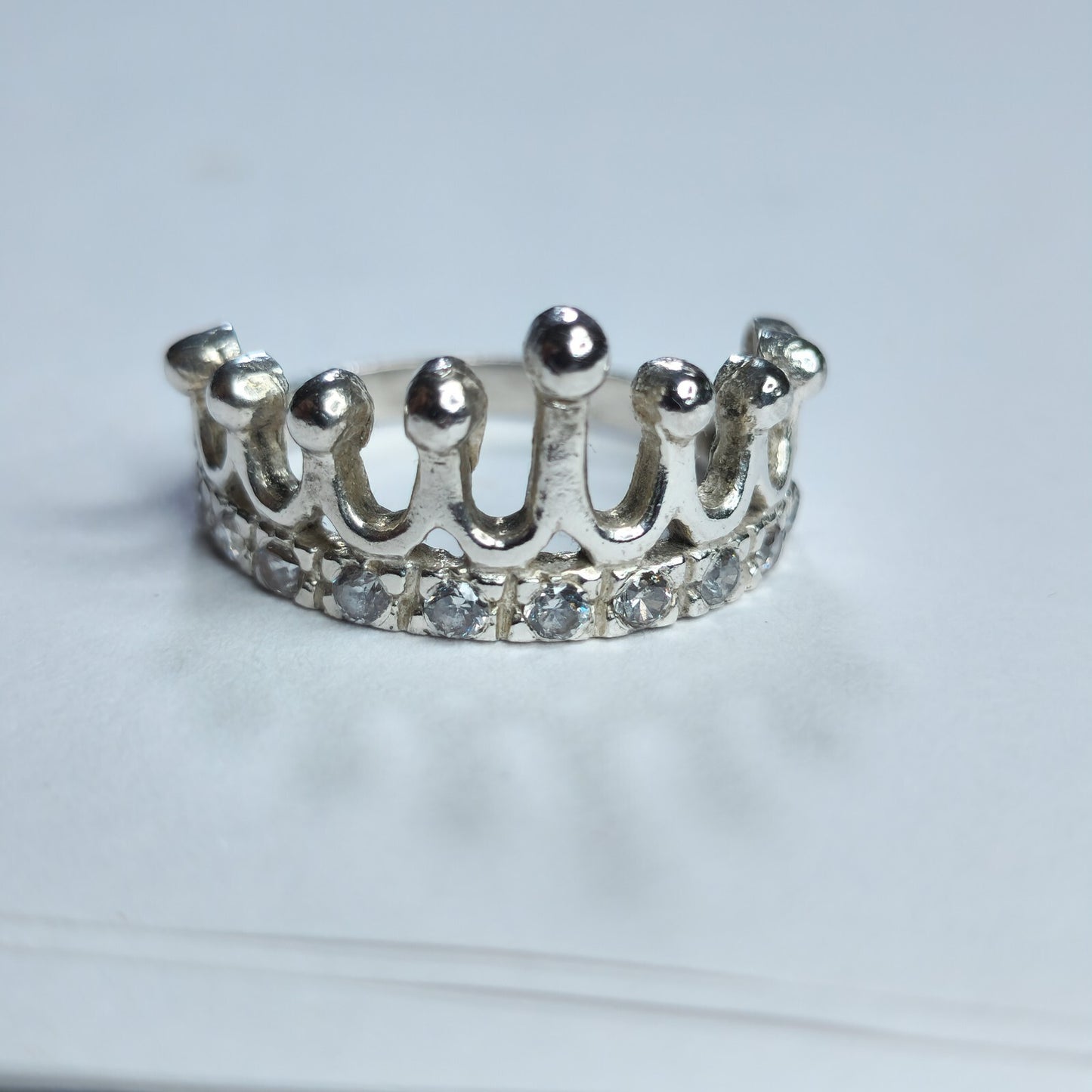 925 Sterling Silver Tiara Ring Princess Crown Band Size 6.5 Dainty Royal Style