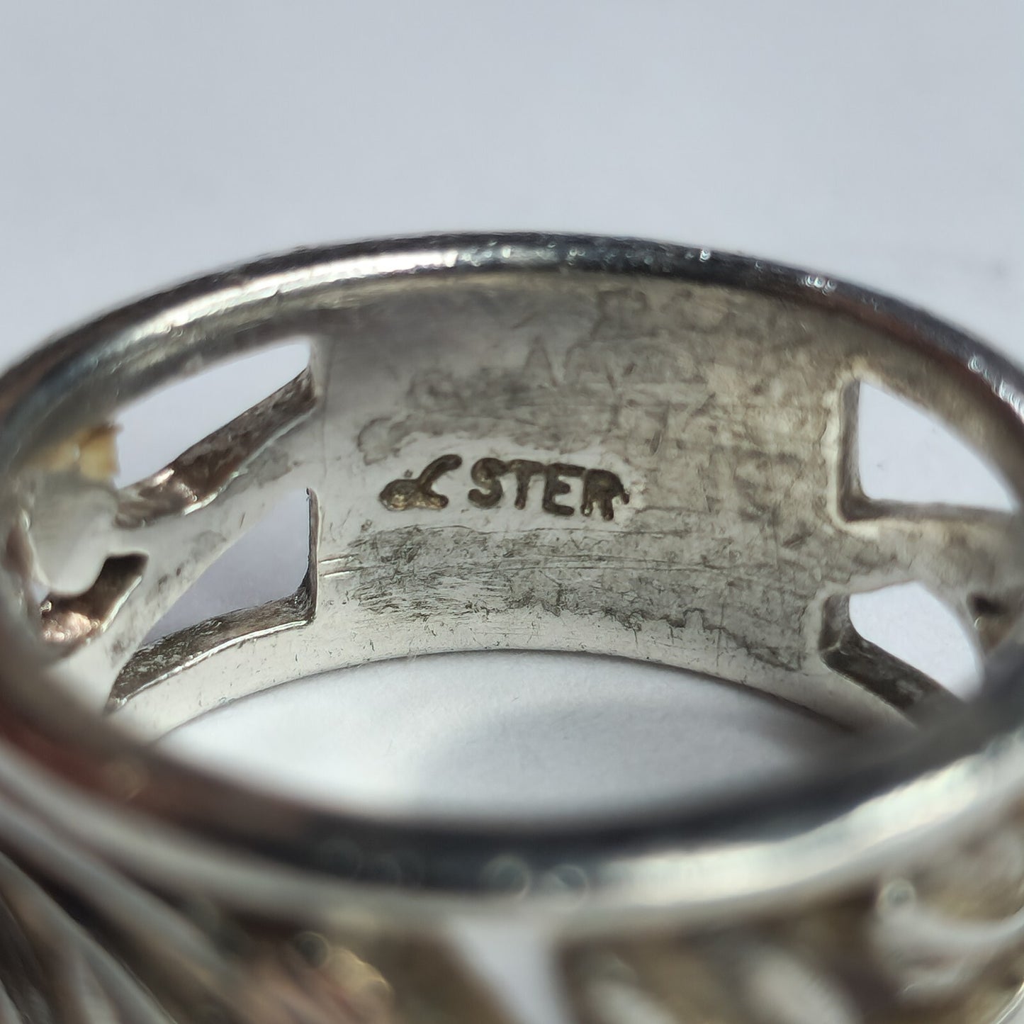 925 Sterling Silver Ring Gold Accent Botanical Design Openwork Band Size 6.50
