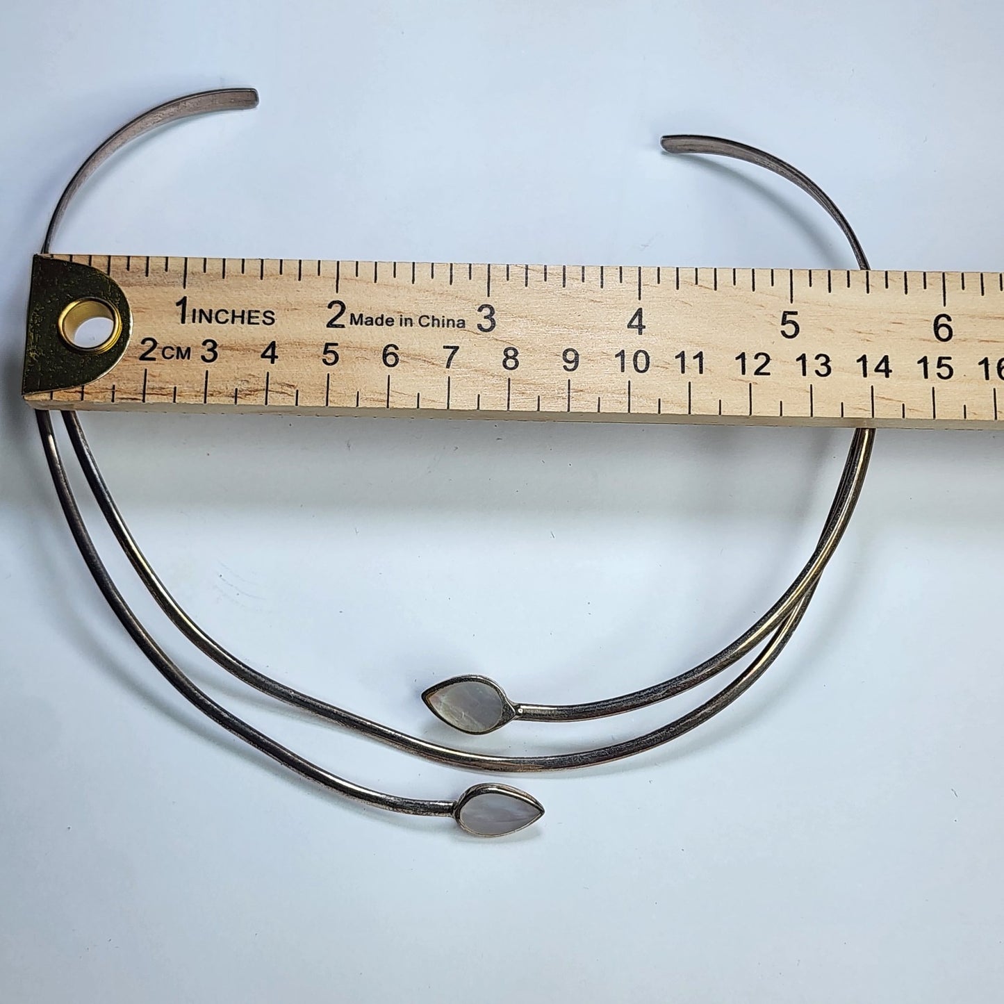 Sterling Silver Collar Choker Necklace 925 Solid Silver Mother of Pear Tested