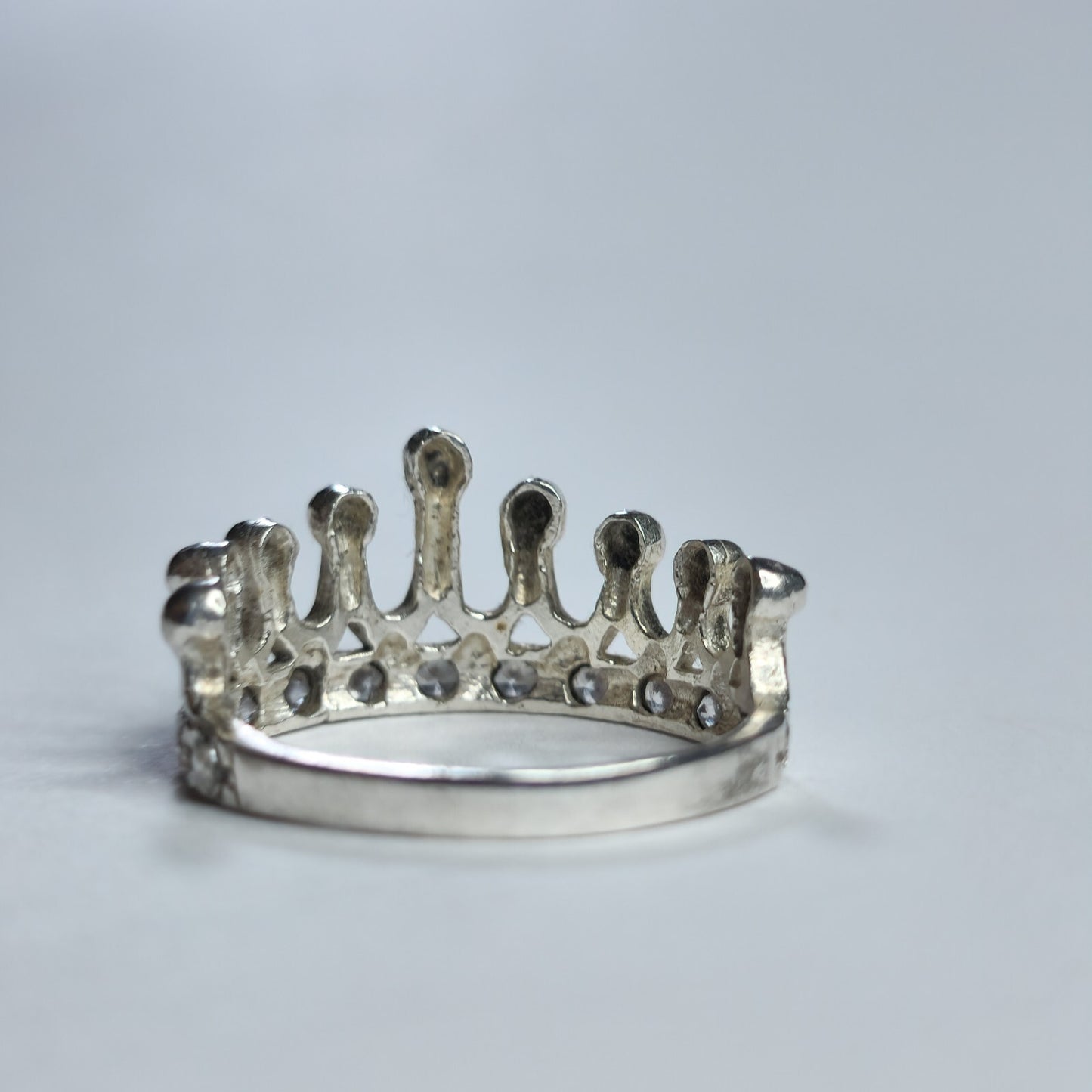 925 Sterling Silver Tiara Ring Princess Crown Band Size 6.5 Dainty Royal Style