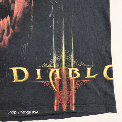 Diablo 3 III Promo T Shirt Mens Medium Black Video Game Blizzard Rare Jinx Thrifted