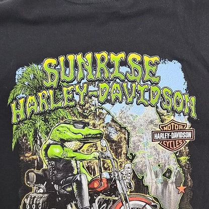 Harley Davison Sunrise Florida Y2k 2009 Gator On Bike Graphic T-Shirt Large NWOT Thrifted