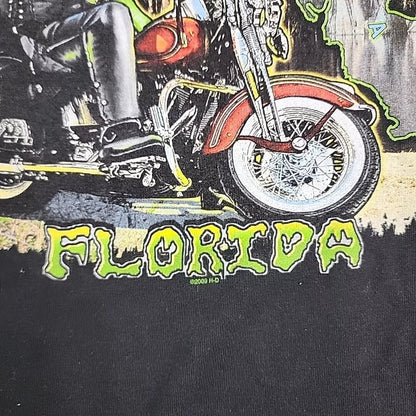 Harley Davison Sunrise Florida Y2k 2009 Gator On Bike Graphic T-Shirt Large NWOT Thrifted