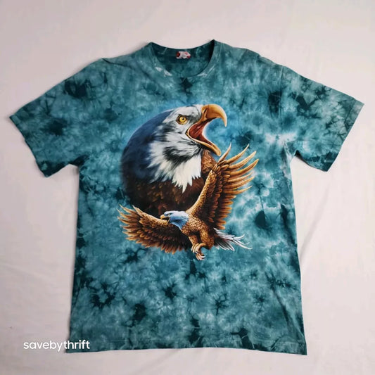 Rock Eagle Shirt Adult Extra Large Green Eagle Animal Bird Tie Dye Tee Mens Thrifted