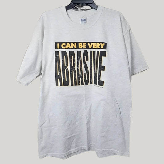 Vintage 1993 NORTON I Can Be Very Abrasive ANTI VIRUS PROMO T-shirt XL Gray Thrifted