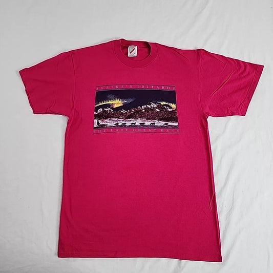 Vintage 90s Alaska Iditarod The Last Great Race Jerzees Pink T-Shirt Dead Stock Thrifted