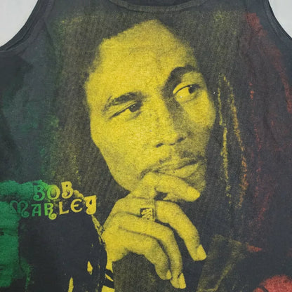 Vintage Bob Marley Rasta Reggae All Over Print Tank Top XL AOP Made In USA EUC Thrifted