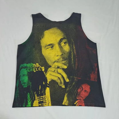 Vintage Bob Marley Rasta Reggae All Over Print Tank Top XL AOP Made In USA EUC Thrifted