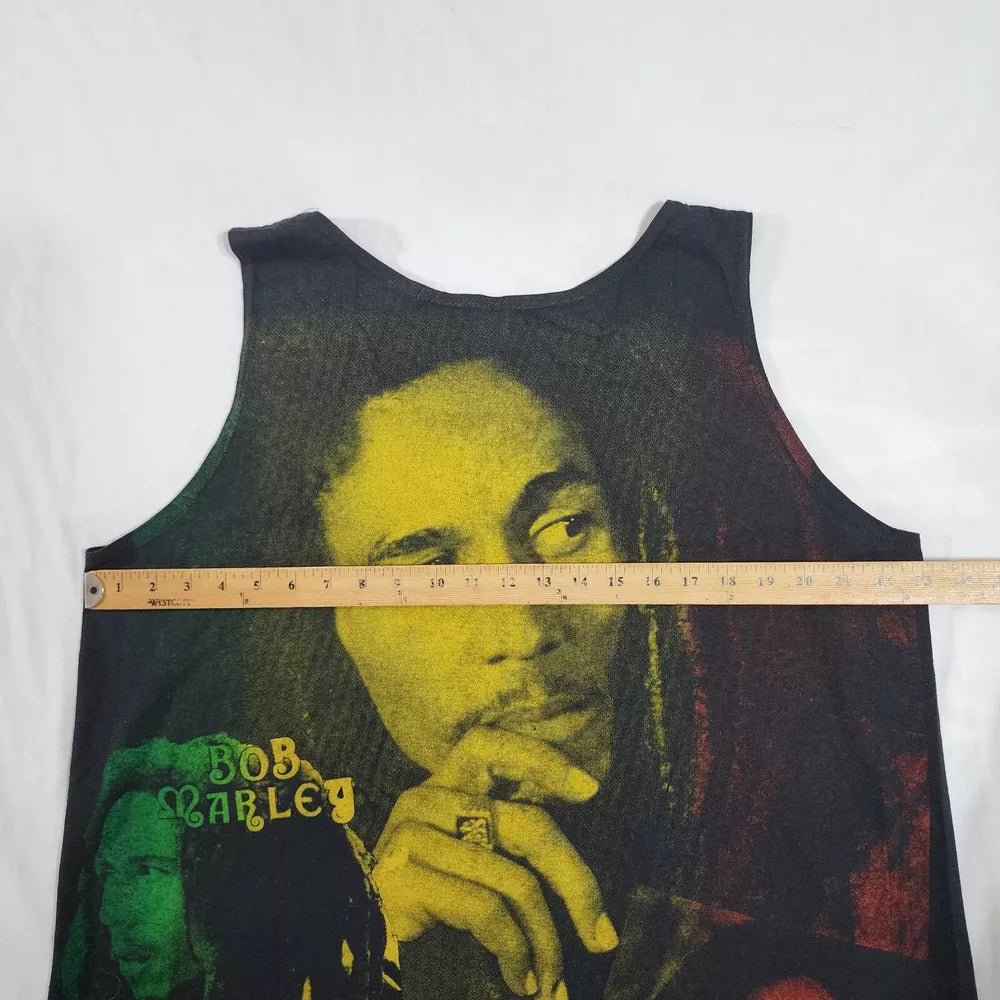 Vintage Bob Marley Rasta Reggae All Over Print Tank Top XL AOP Made In USA EUC Thrifted