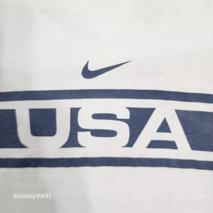 Vintage Nike USA Swim 90s Shirt Cream White Has Wear Mens XL Thrifted