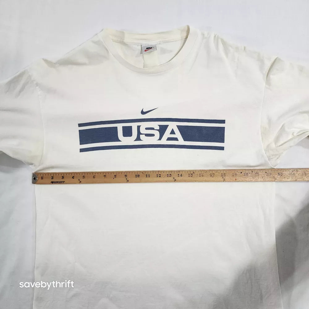 Vintage Nike USA Swim 90s Shirt Cream White Has Wear Mens XL Thrifted