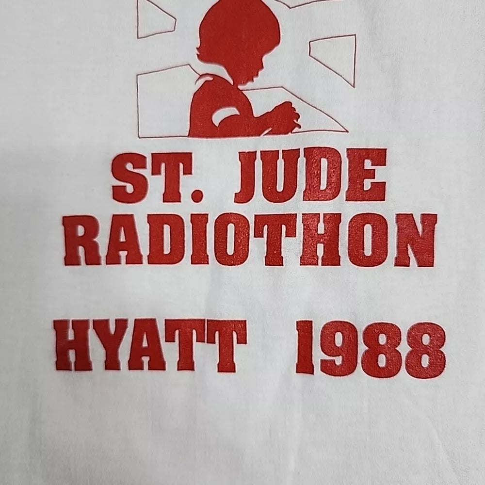 Vintage St Jude Radiothon HYATT 1988 X 1O3.5FM Hospital Shirt Single Stitch Rare THRIFTED