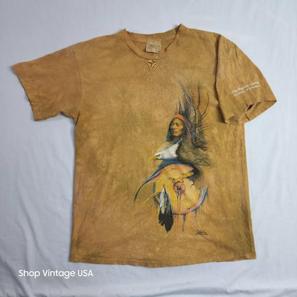 Vintage The Mountain American Indian Native T Tee Shirt 2000 Chief Very Rare Large Thrifted