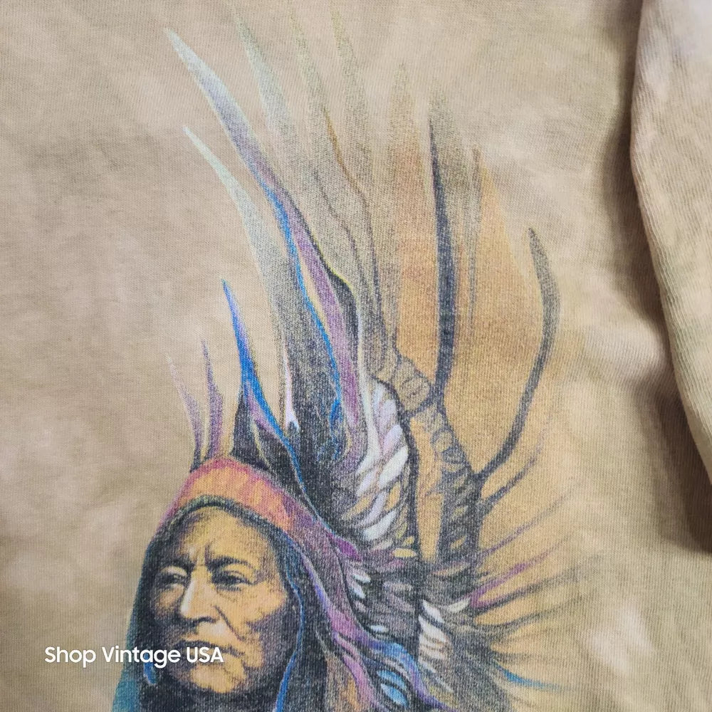 Vintage The Mountain American Indian Native T Tee Shirt 2000 Chief Very Rare Large Thrifted