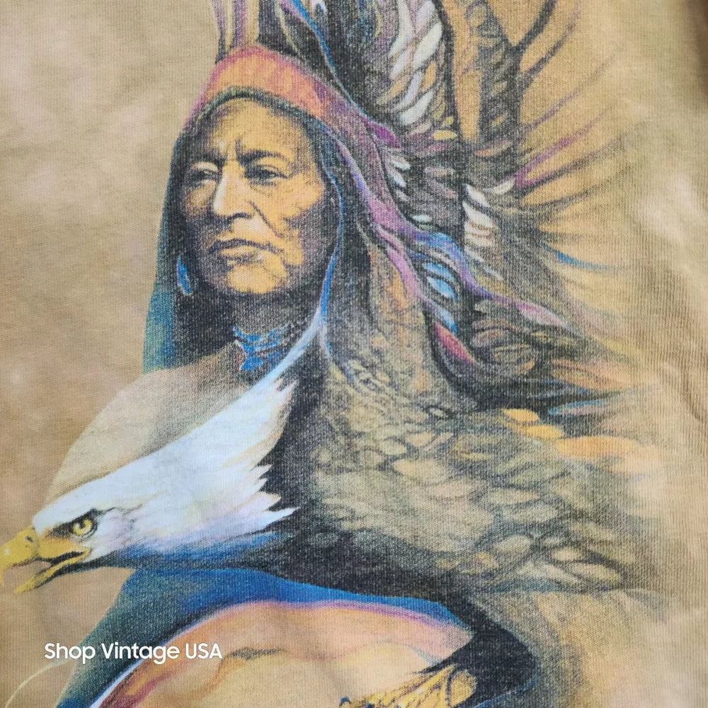 Vintage The Mountain American Indian Native T Tee Shirt 2000 Chief Very Rare Large Thrifted