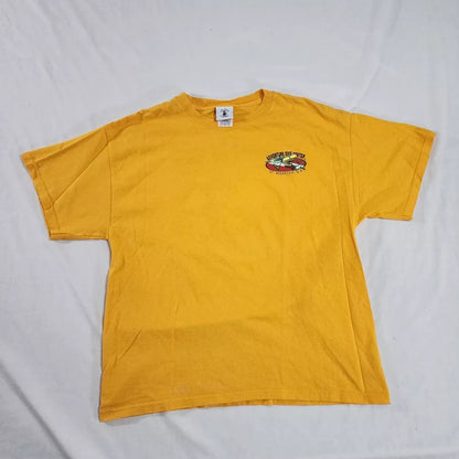 Vintage Y2K ST Maarten Lizard Adventure diving center Yellow Graphic T-Shirt Large Thrifted