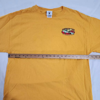 Vintage Y2K ST Maarten Lizard Adventure diving center Yellow Graphic T-Shirt Large Thrifted