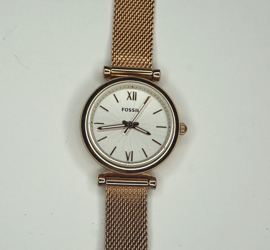 Fossil Watch Women's Carlie Mini Rose Gold Stainless Steel Dress Quartz ES5314