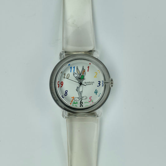 Bugs Bunny Watch Armitron 30mm Transparent Acrylic 1993 Warner Bros Rare Vintage