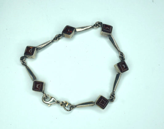 Baltic Amber Bracelet 925 Sterling Silver Honey Cognac Color Mcm Vintage 7.5