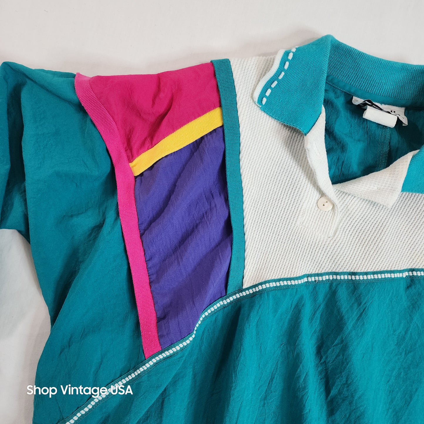 Vintage Teddi 80s/90s USA Windbreaker Women Size Small Purple Pink Blue Yellow Thrifted